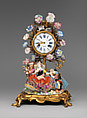 Mantel clock (pendule de chiminée), Clockmaker: Paul Gudin Le Jeune (French, recorded 1739, died 1755), Case: hard-paste and soft-paste porcelain, with gilded-bronze mounts; Dial: white enamel with blue numerals for hours and blue numerals for minutes; Movement: brass and steel, French, Paris with German, Meissen and French, Vincennes case