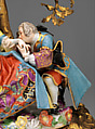 Mantel clock (pendule de chiminée), Clockmaker: Paul Gudin Le Jeune (French, recorded 1739, died 1755), Case: hard-paste and soft-paste porcelain, with gilded-bronze mounts; Dial: white enamel with blue numerals for hours and blue numerals for minutes; Movement: brass and steel, French, Paris with German, Meissen and French, Vincennes case