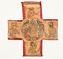 Embroidered cross from an Omophorion, Silk and metal thread embroidery on foundation of silk satin backed with cotton plain weave, Greek or Romanian