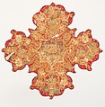 Embroidered cross from an Omophorion, Silk and metal thread embroidery on a foundation of silk satin backed with linen plain weave, Ottoman