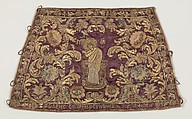 Liturgical cuff (Epimanikion), Silk, metal thread, and metal wire embroidery on a foundation of silk satin, Greek