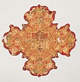 Embroidered cross from an Omophorion, Silk and metal thread embroidery on a foundation of silk satin backed with linen plain weave, Ottoman