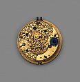 Clock watch, Case: partly gilded brass and black leather, fish skin, with gold studs; Dial: gilded brass; Movement: gilded brass, partly blued steel, and repeating mechanism., Chinese