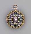 Watch case, Case maker: possibly George Harrison (British, active beginning 1760), Partly enameled gold, outer case set with diamonds, French, for Turkish market