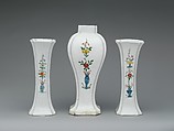 Vase (part of a garniture), Soft-paste porcelain decorated in polychrome enamels, British, Worcester