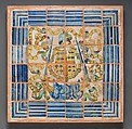 Tiled composition showing the arms of Anne de Montmorency, Masséot Abaquesne French, Maiolica (tin-glazed earthenware), French, Rouen