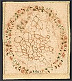 Embroidered map sampler, Silk embroidery on wool, British
