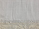Handkerchief, Plain weave and bobbin lace; warp: undyed linen, Z spun, 42 per cm; weft: undyed linen, Z spun, 26 per cm; lace: undyed linen, 2 Z spun, S plied, Belgian