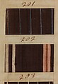 Textile sample book, Paper, cloth binding, with attached samples of fustian (variety of warp and weft combinations in wool, silk, linen, and cotton); warp: cotton dyed in dark brown, spun and Z twist/no ply, 30–32 per cm; warp: silk dyed in light blue, no visible twist/no ply, 12 per 0.1 cm; weft: silk dyed in pink, no visible twist/no ply, 28 per cm, British