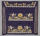 Embroidered panels for a man's suit, Silk embroidery on woven silk, satin stitch; stem stitch, knots and silk net, French