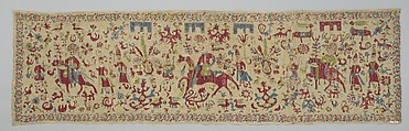 Part of a valance, Silk on cotton, Greek, Ionian Islands or Epirus