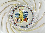 Low footed bowl with central medallion of the winged lion of St. Mark in colored enamels, Glass, enamelled and gilt, Italian, Venice (Murano)