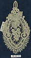Ornament, Bobbin lace with needle lace medallions, Duchesse, German, Saxony