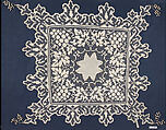 Mat, Linen, embroidered net, British