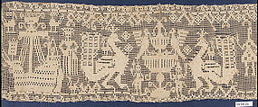 Panel, Embroidered net, buratto, punto à rammendo, Italian