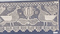 Fragment, Embroidered net, German, Munich