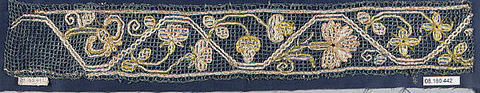 Border, Embroidered net, punto à rammendo, silk, Italian