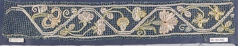 Border, Embroidered net, punto à rammendo, silk, Italian