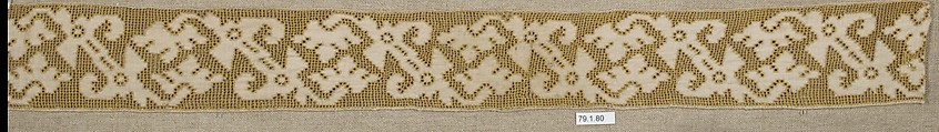 Border, Drawnwork, linen and silk, Italian