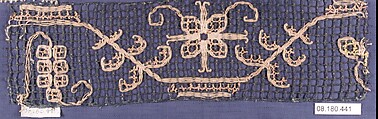 Border fragment, Embroidered net, punto à rammendo, Italian