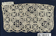 Fragment, Needle lace, punto avorio, Italian, Val Vogna