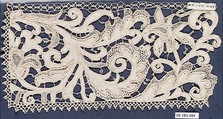 Fragment, Needle lace, gros point lace, bobbin lace, Italian, Venice