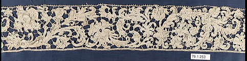 Strip, Needle lace, gros point lace, Italian, Venice