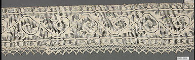 Border, Embroidered net, punto à rammendo, bobbin lace, German