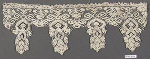 Fragment, Embroidered net, punto à tela, punto à rammendo, German