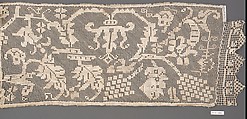 Fragment, Embroidered net, punto à rammendo, punto à tela, possibly German