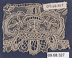 Fragment, Needle lace, Point de Gaze, Belgian, Brussels