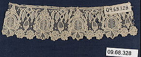 Fragment, Needle lace, Point de Gaze, Belgian, Brussels