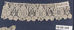 Fragment, Needle lace, Point de Gaze, Belgian, Brussels