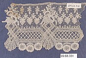 Fragment, Needle lace, Point de Gaze, Belgian, Brussels