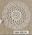 Small roundel, Cotton, needle lace, Armenian