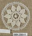 Small roundel, Cotton, needle lace, Armenian