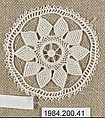Small roundel, Cotton, needle lace, Armenian
