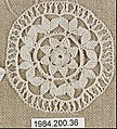 Small roundel, Cotton, needle lace, Armenian