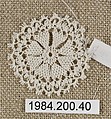 Small roundel, Cotton, needle lace, Armenian