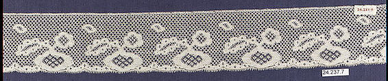 Strip, Machine made lace, French, possibly Mirecourt