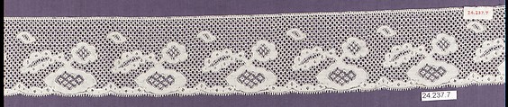 Strip, Machine made lace, French, possibly Mirecourt