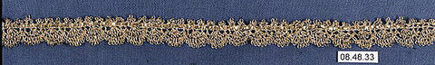 Fragment, Metal thread, bobbin lace, Italian