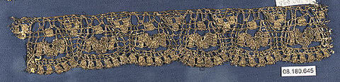 Fragment, Metal thread, bobbin lace, Italian