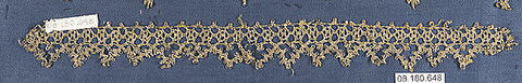 Fragment, Metal thread, bobbin lace, Italian