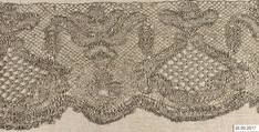 Piece, Silk and metal thread, bobbin lace, European