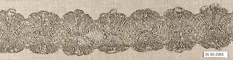 Piece, Silk and metal thread, bobbin lace, European