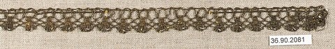 Piece, Silk and metal thread, bobbin lace, European
