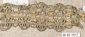 Piece, Silk and metal thread, bobbin lace, European