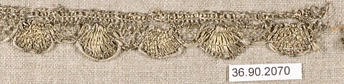 Piece, Silk and metal thread, bobbin lace, European