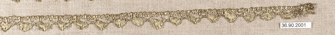 Piece, Silk and metal thread, bobbin lace, European
